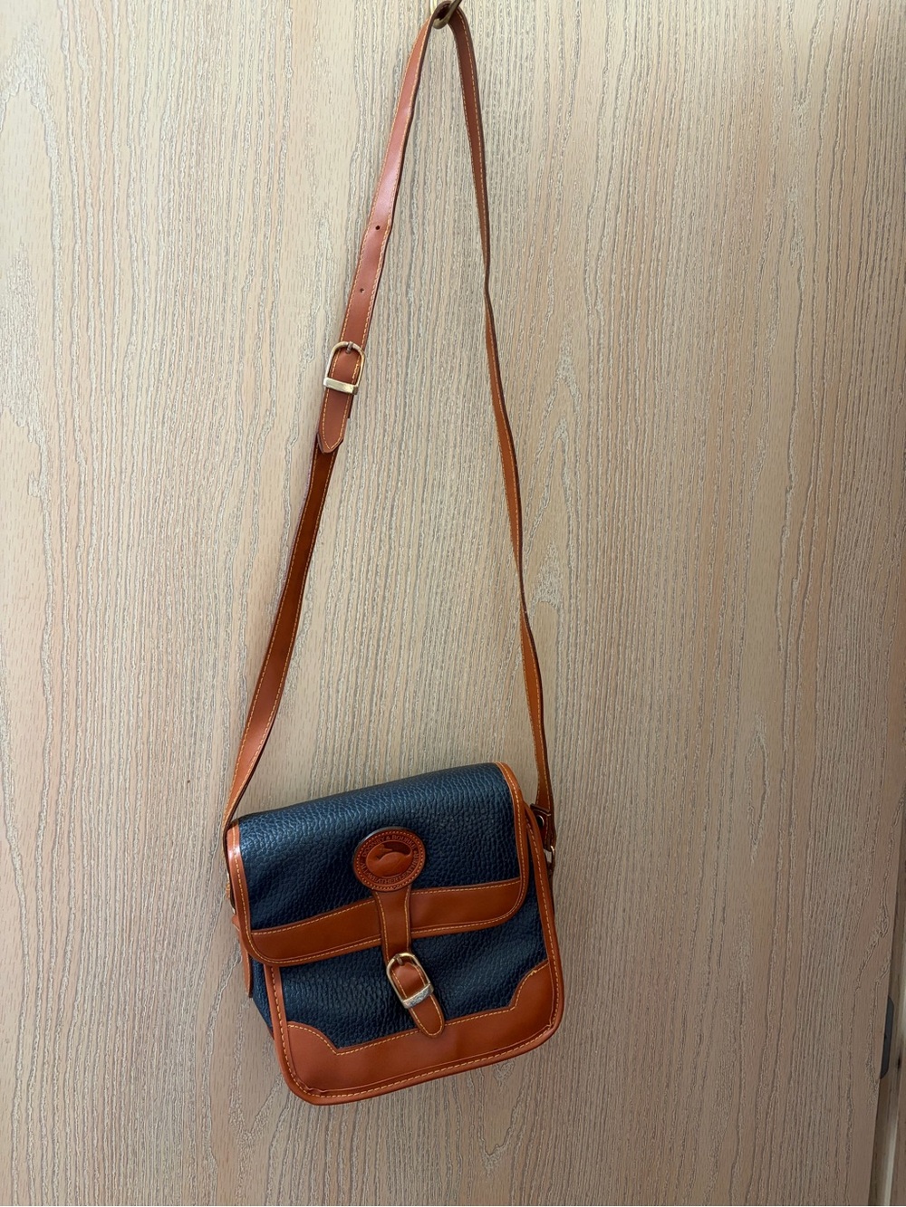 Dooney and Bourke Leather Trim Navy Crossbody Bag with Adjustable Strap